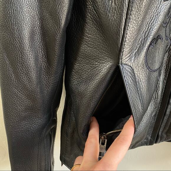 Milwaukee Black Leather Motorcycle‎ Riding Jacket - Picture 5 of 9